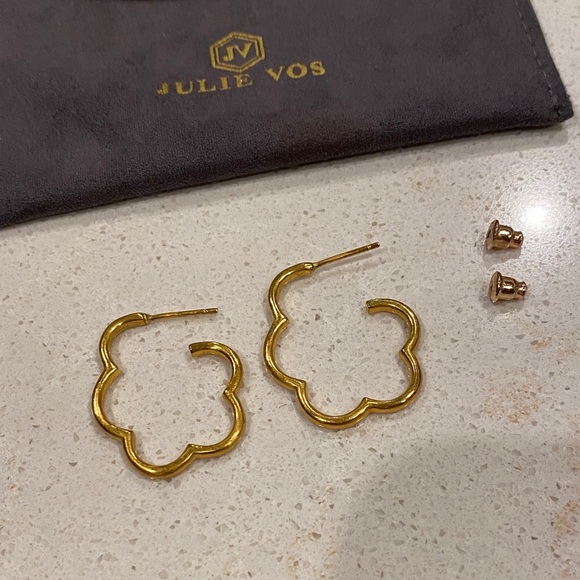 Julie Vos Gold Clover Hoop Earrings - Picture 3 of 6